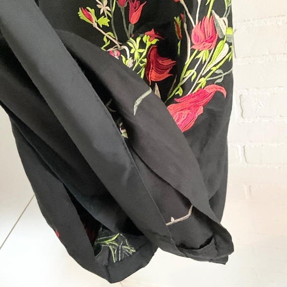 AdditionElle Midi Skirt Linen Black Floral Roses red Embrodered Dark romantic 16 - Picture 5 of 10